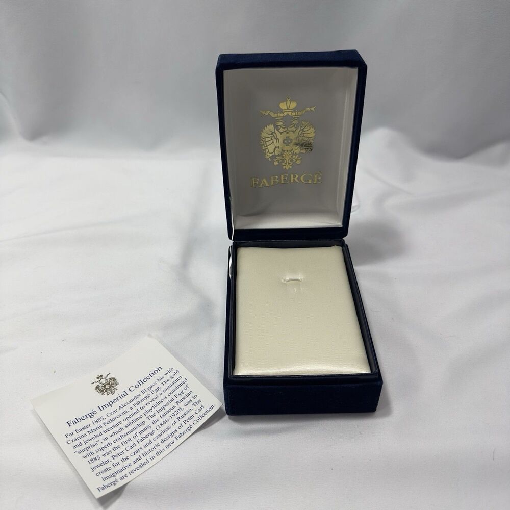 Faberge Blue Velvet  Presentation Box White Satin Lining Gold Brass Hinges